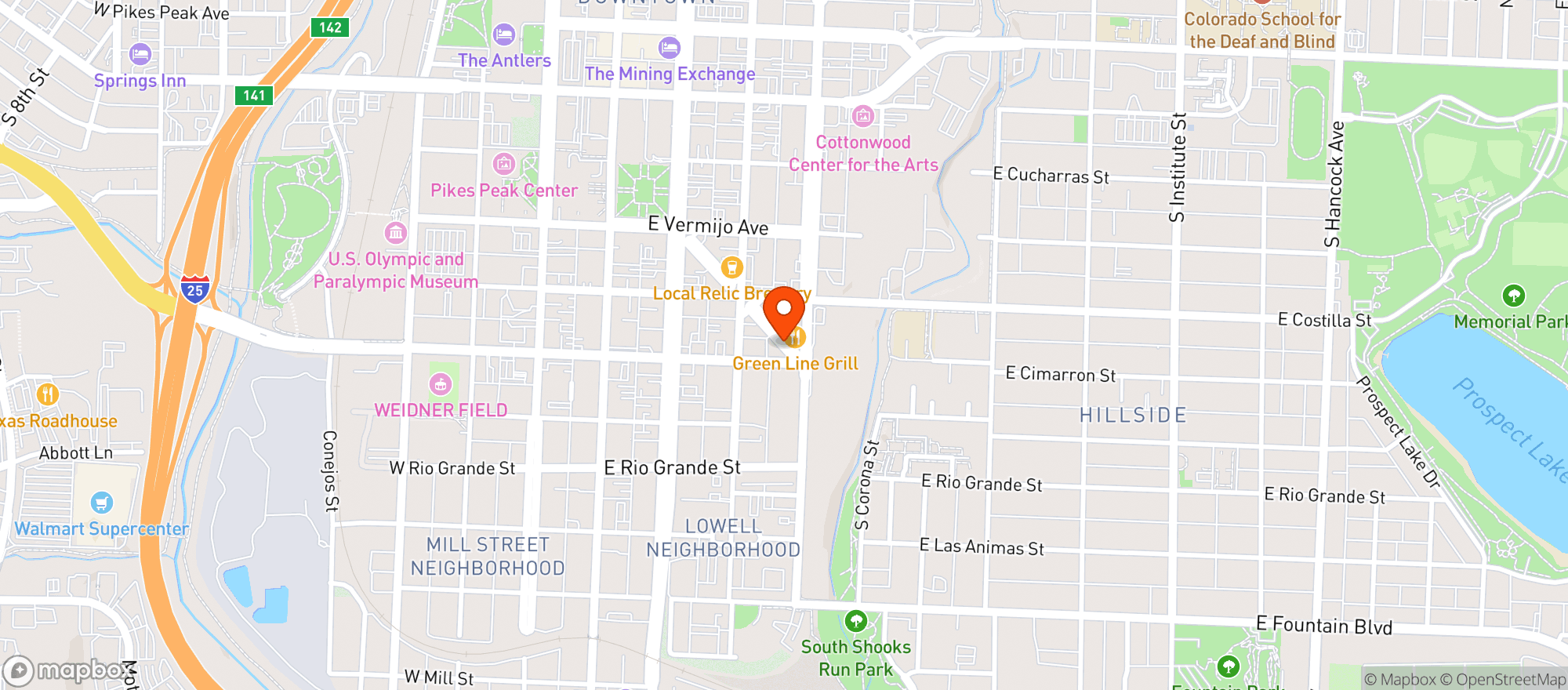Map showing The Green Line Grill