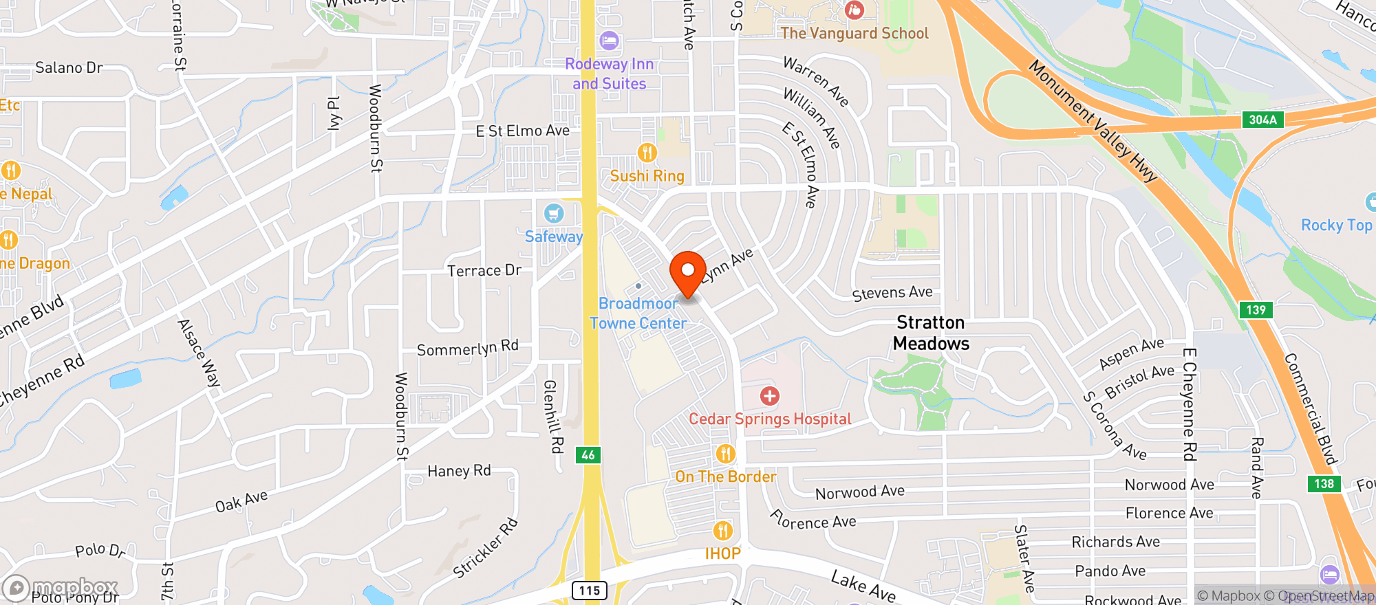 Map showing Vitamin Shoppe - Colorado Springs