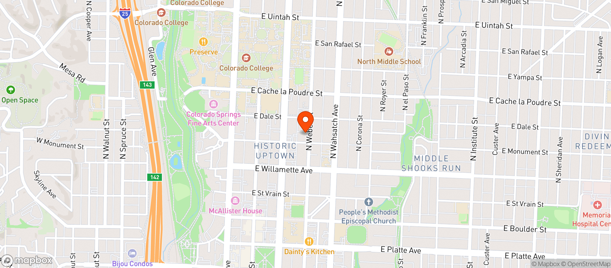 Map showing Weber St. Liquor