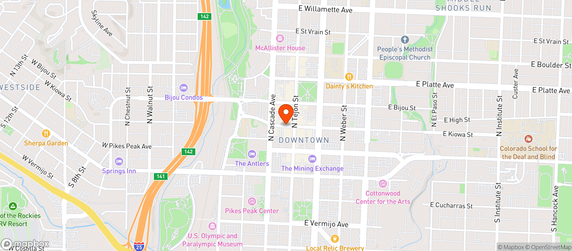 Map showing Azteca Urbano Bar & Restaurante