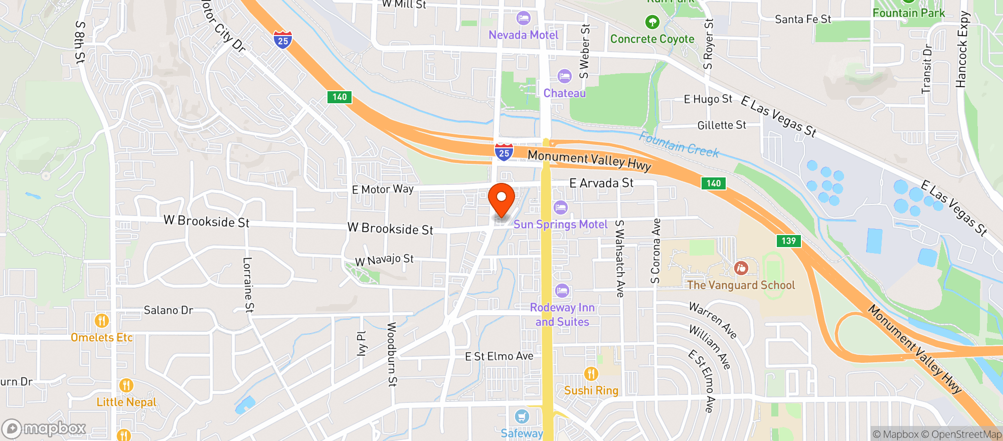 Map showing Native Roots Apothecary - Tejon - Med