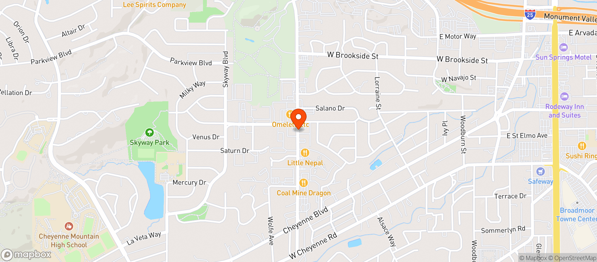 Map showing Cheyenne Trail Liquors