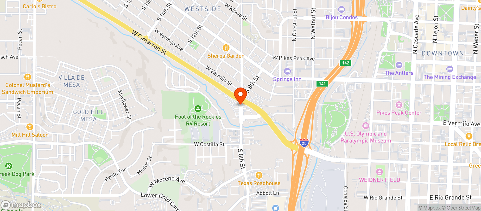 Map showing Westside Billiards
