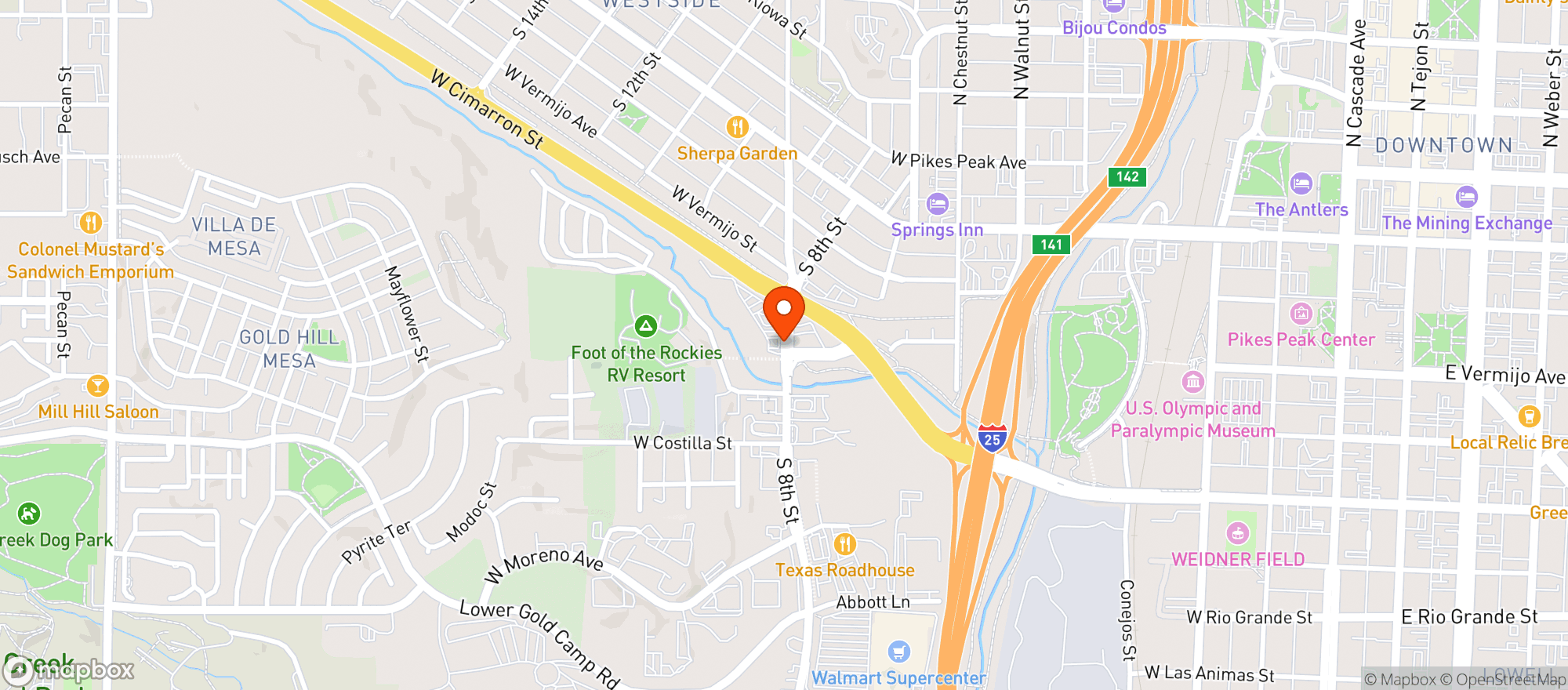 Map showing The Sushi Spot