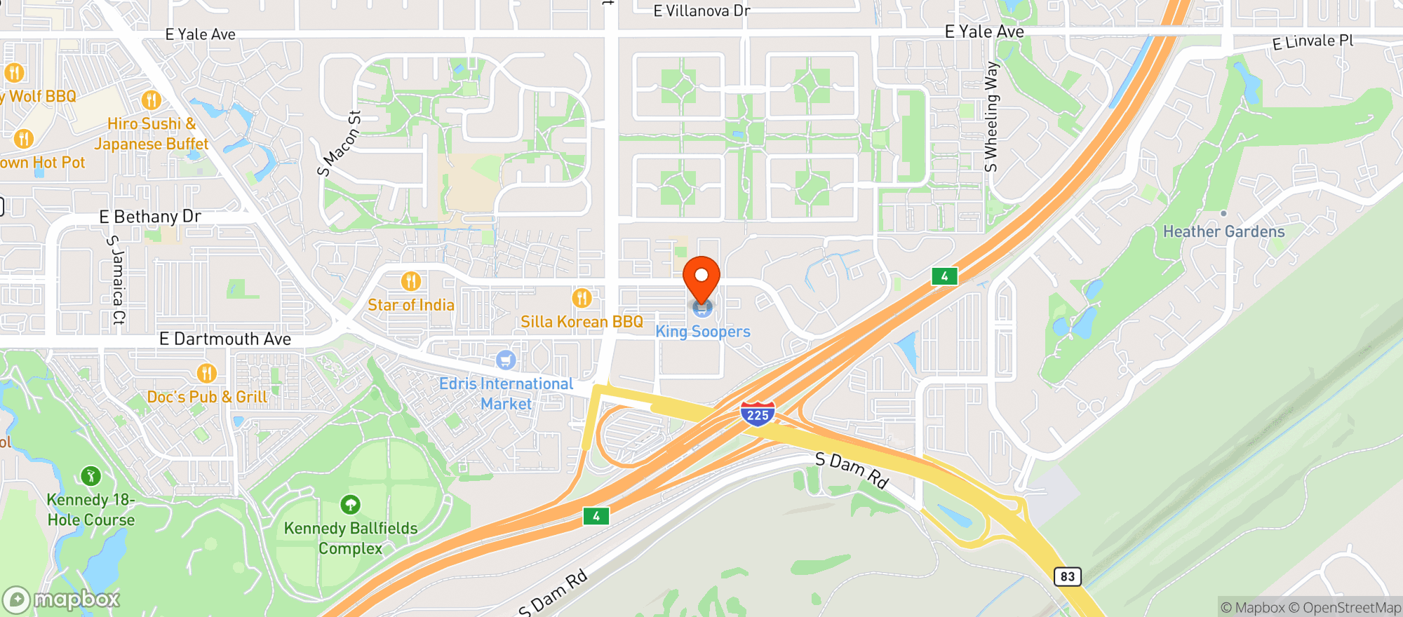 Map showing Kroger King Soopers