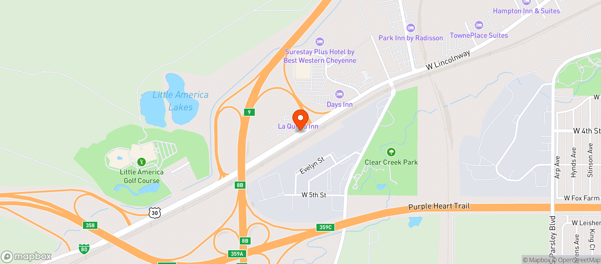 Map showing Los Tres Amigos