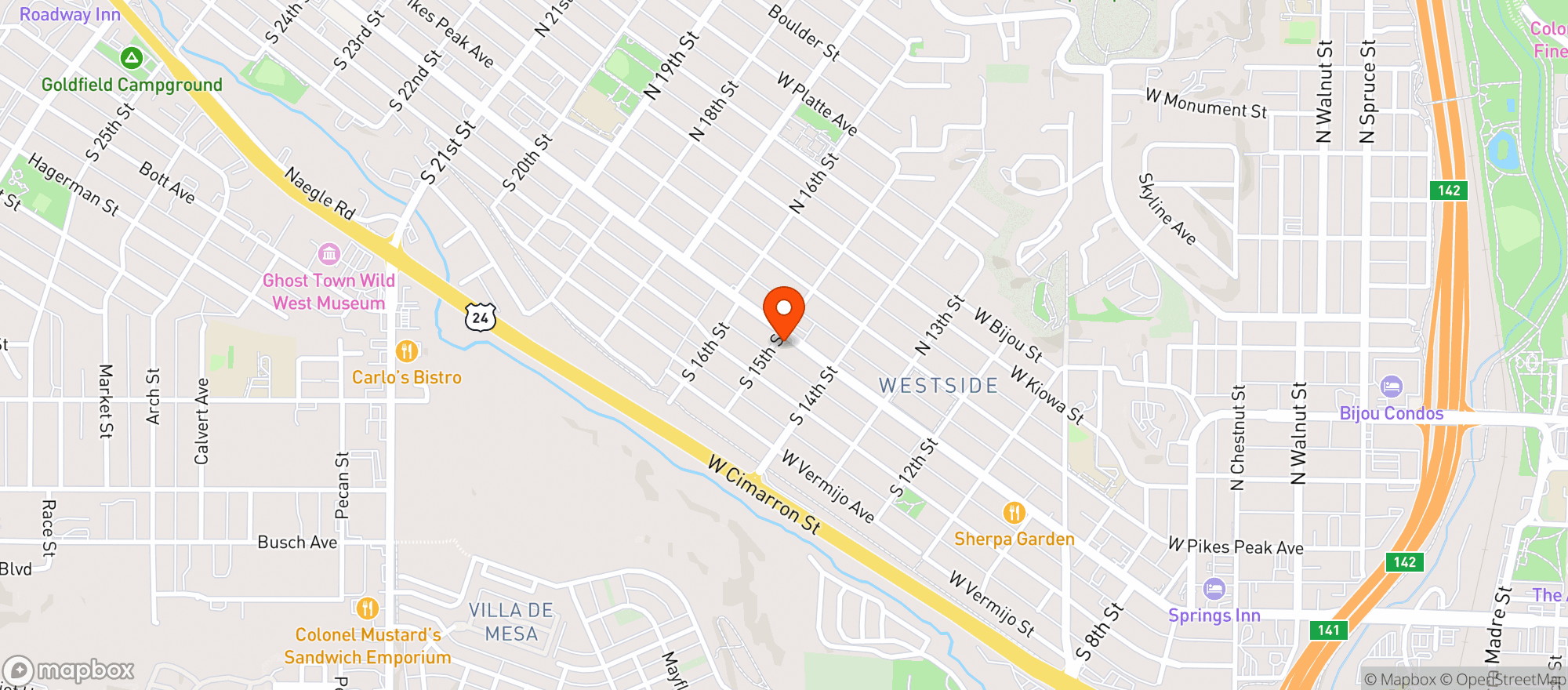 Map showing Old Colorado City Liquor