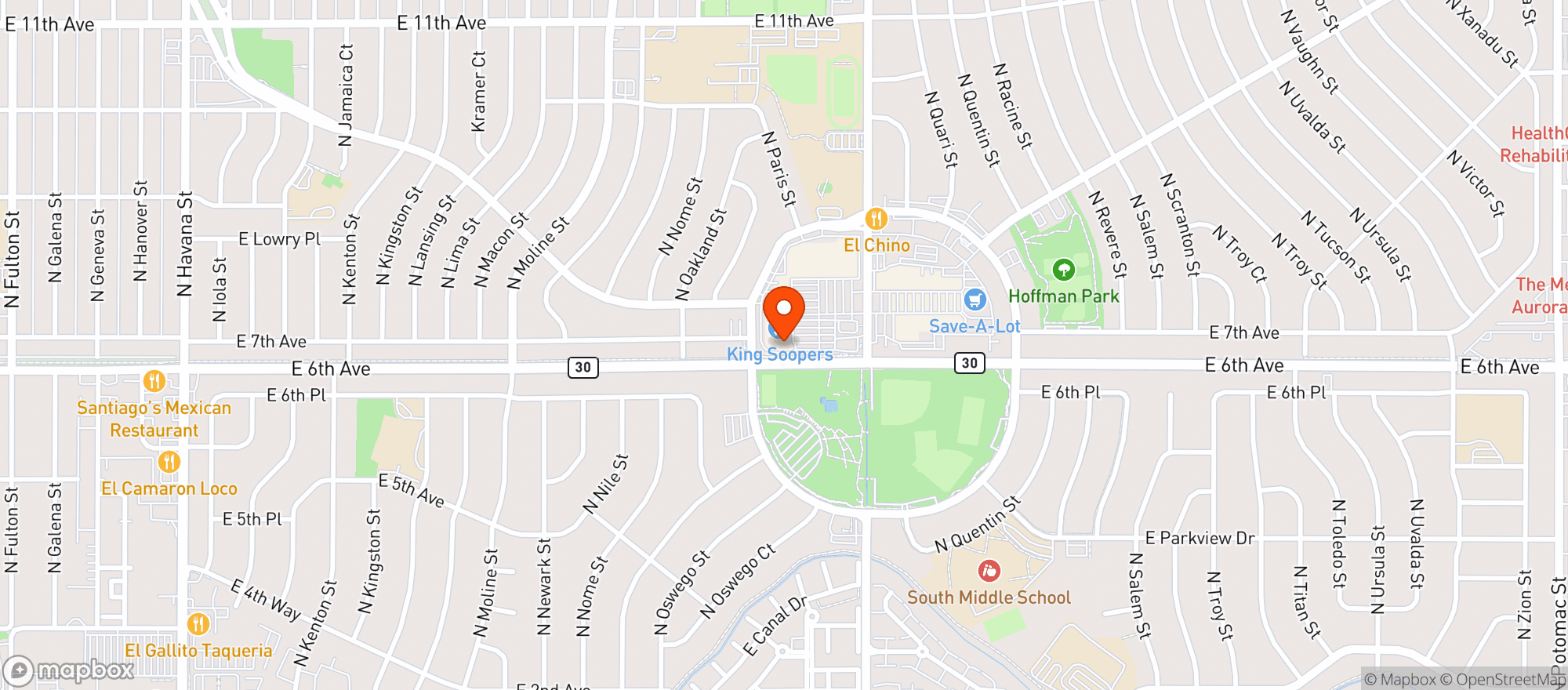 Map showing King Soopers