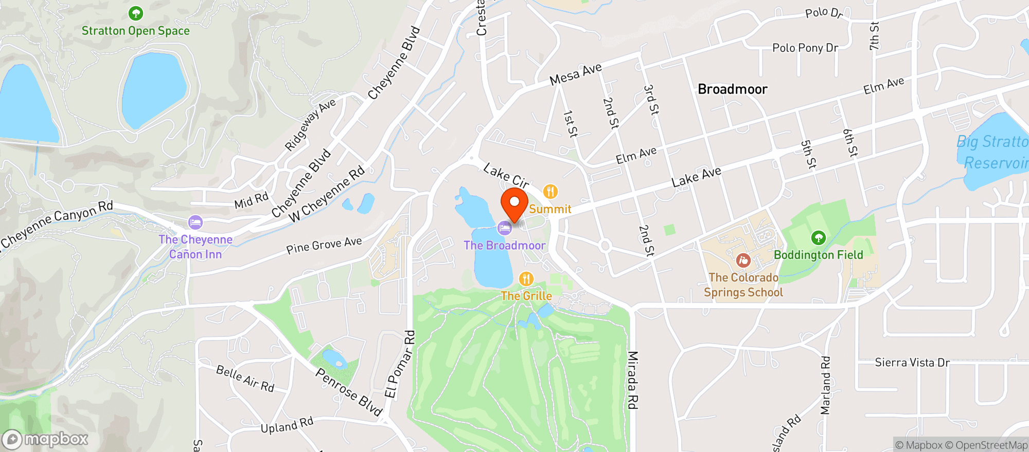 Map showing The Broadmoor Golf Club