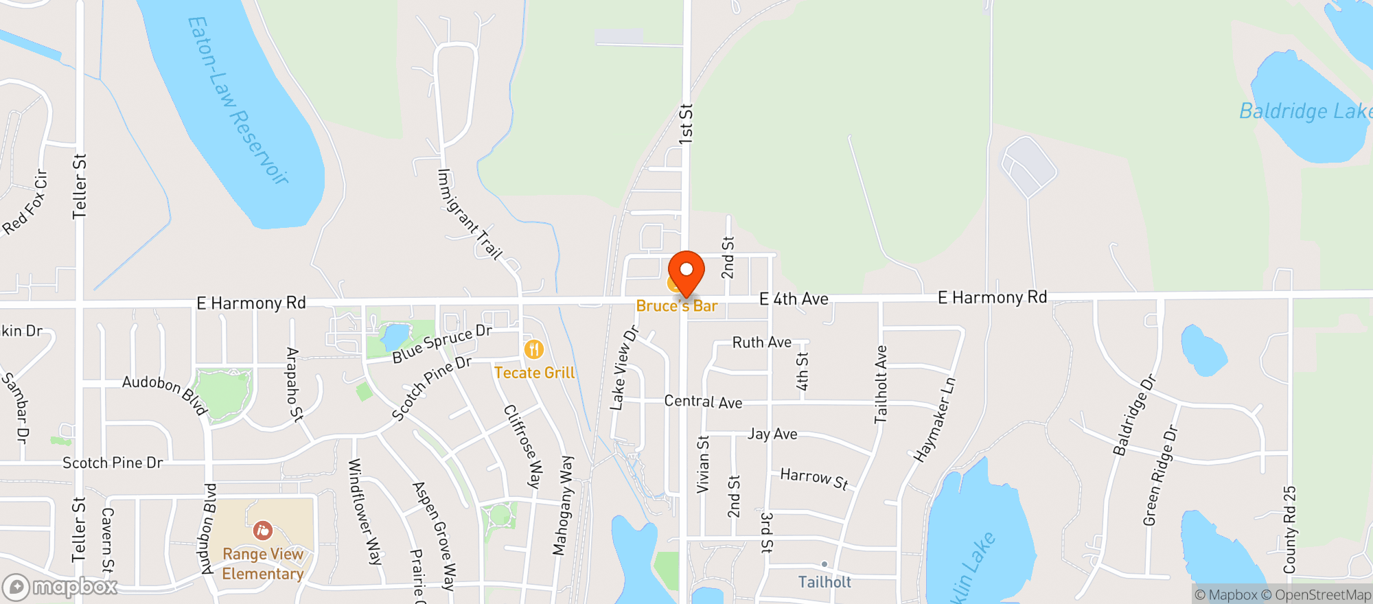 Map showing Bruces Bar & Restaurant