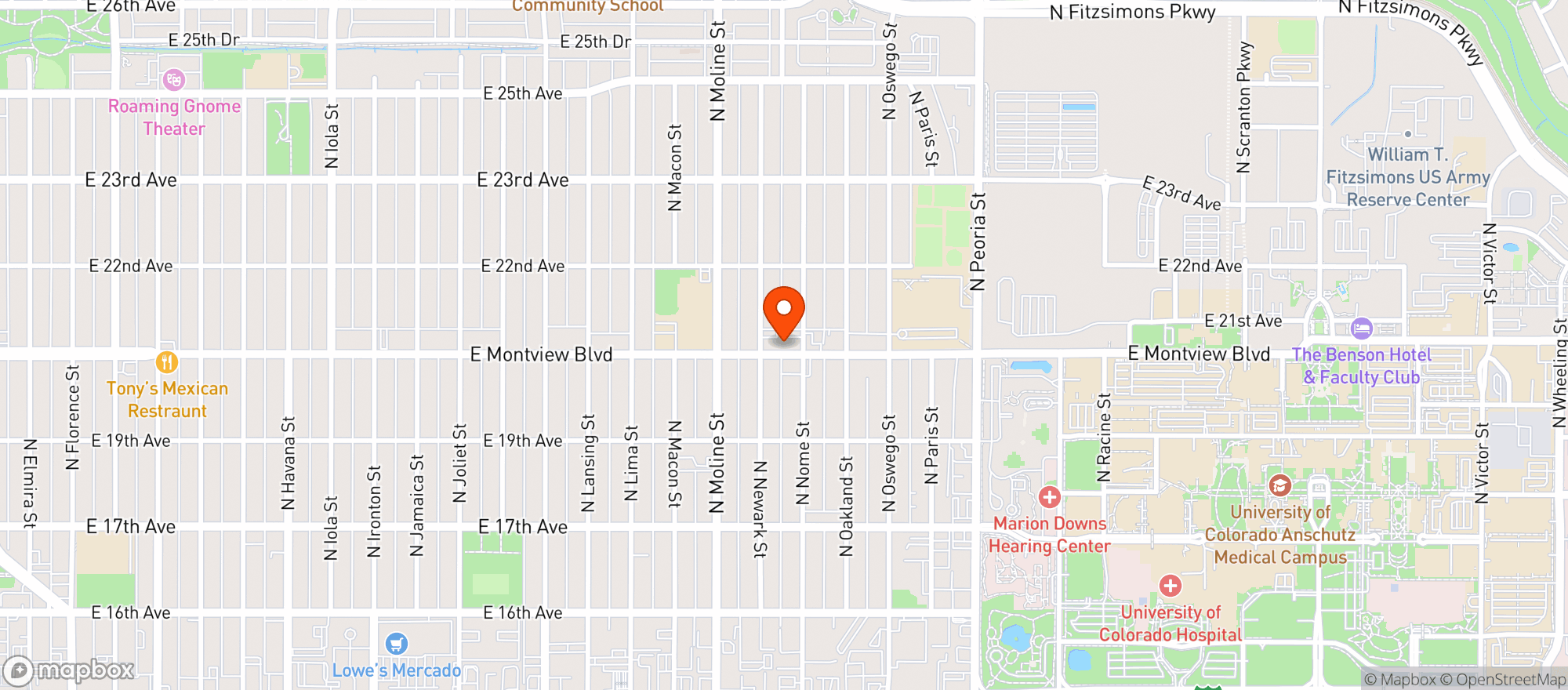 Map showing Original Aurora Liquors