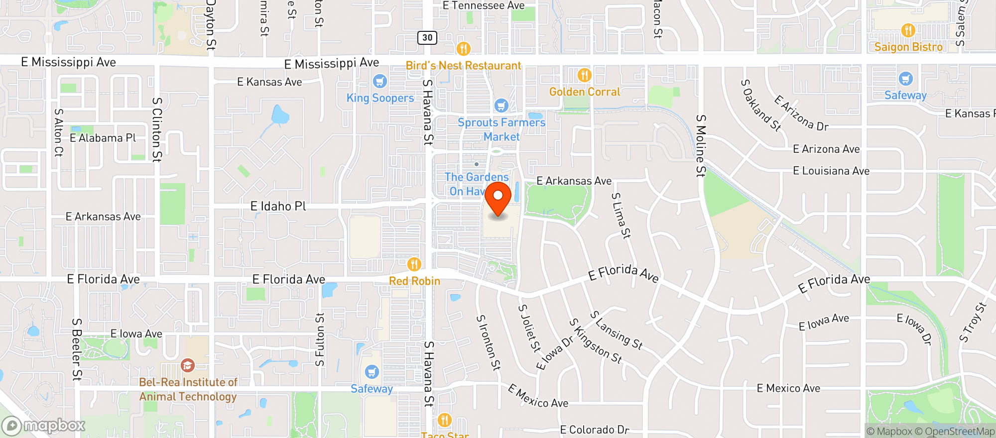 Map showing Target - Aurora West