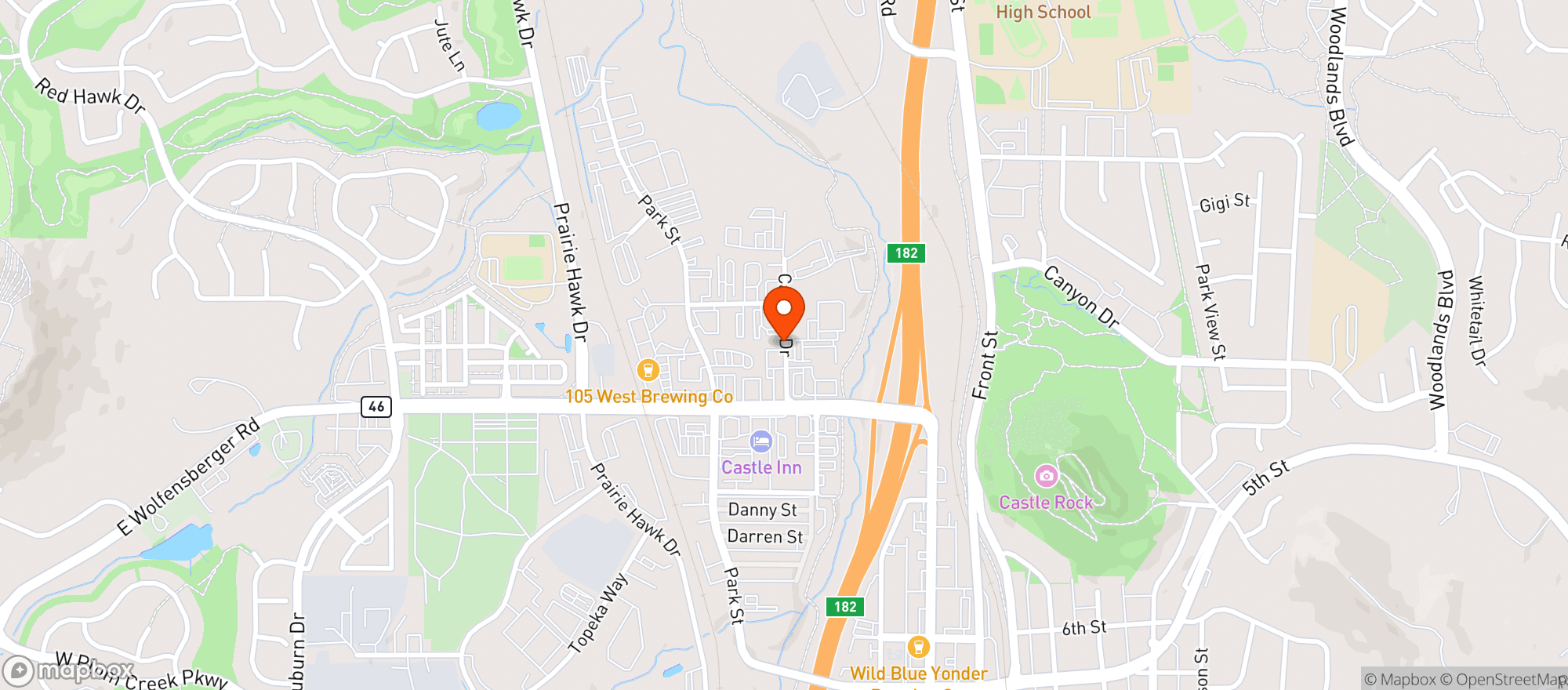 Map showing Castle Rock Liquors