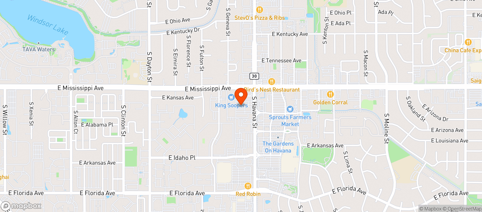Map showing Kroger King Soopers