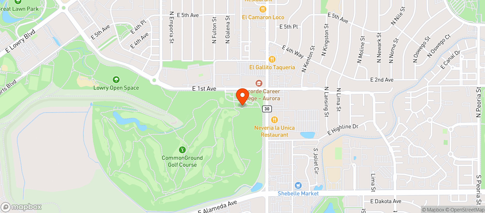 Map showing Common Ground Golf Course