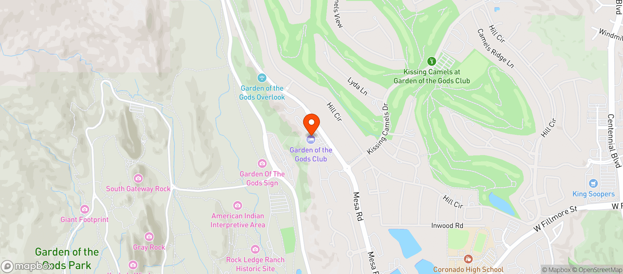 Map showing Garden Of The Gods Club