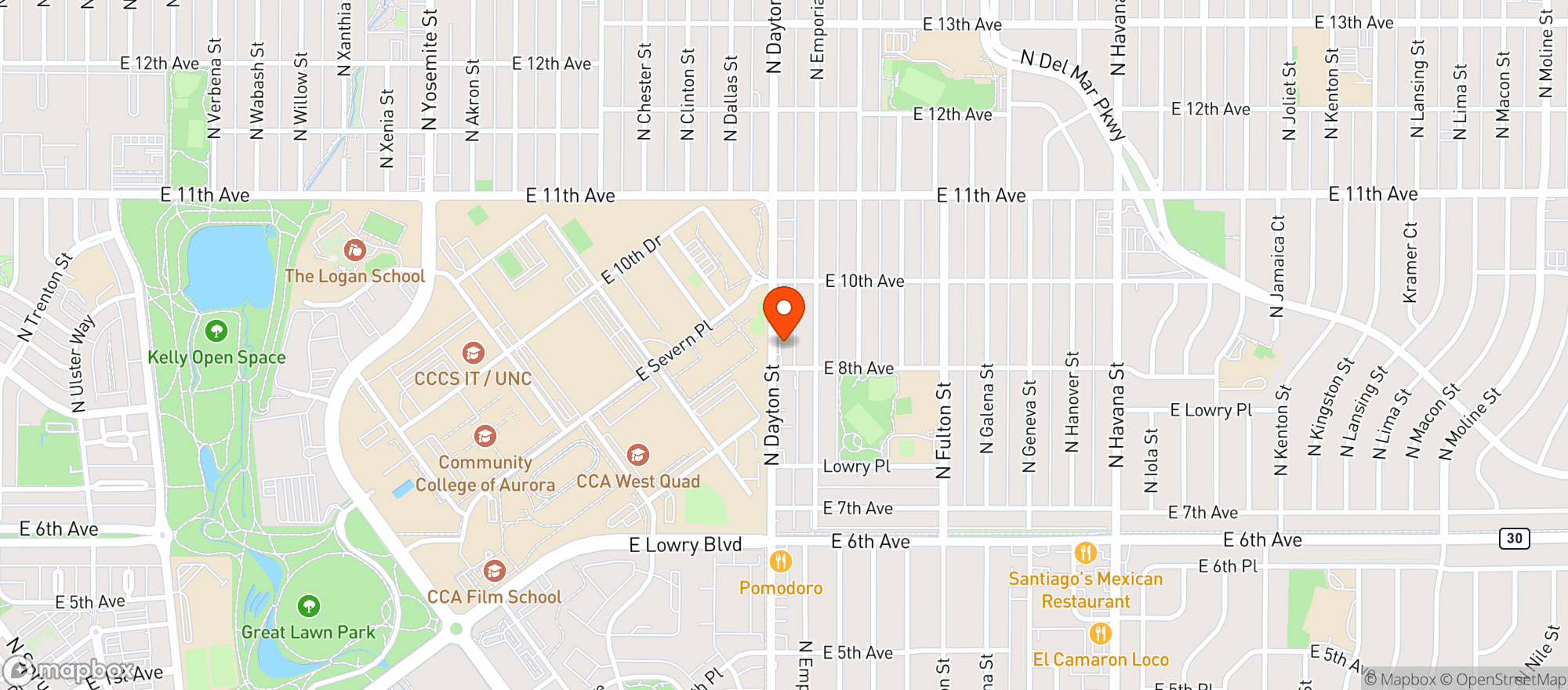 Map showing Mariscos El Rey