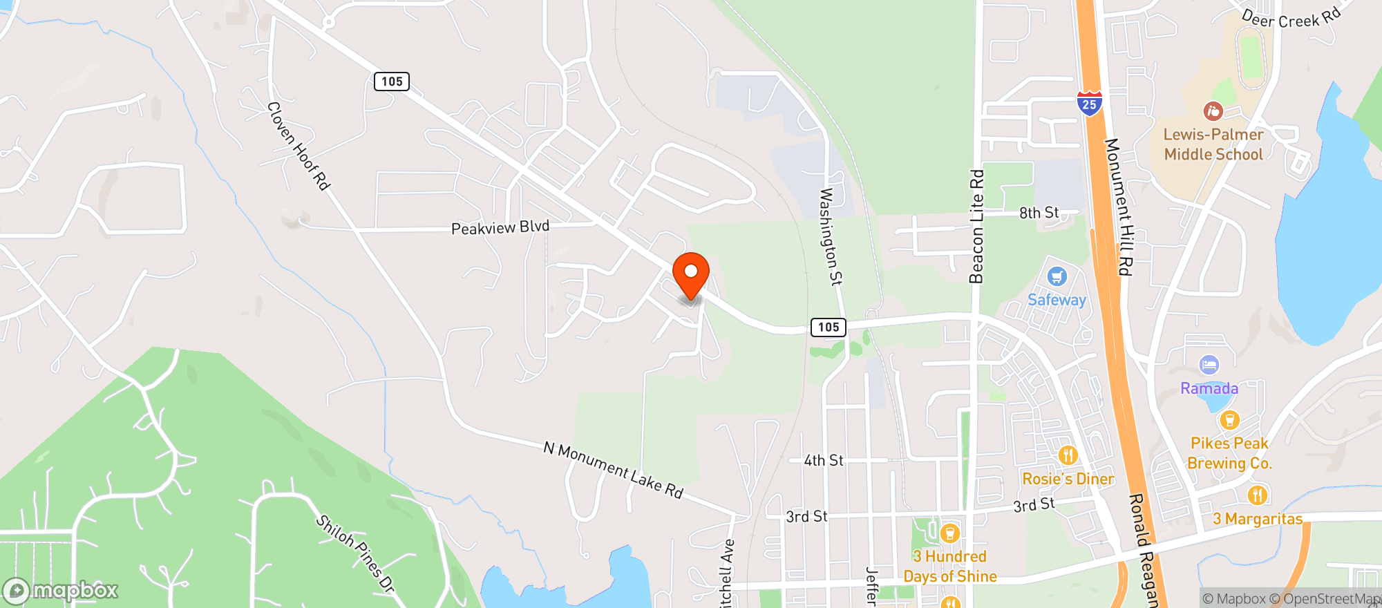 Map showing Palmer Lake Pub