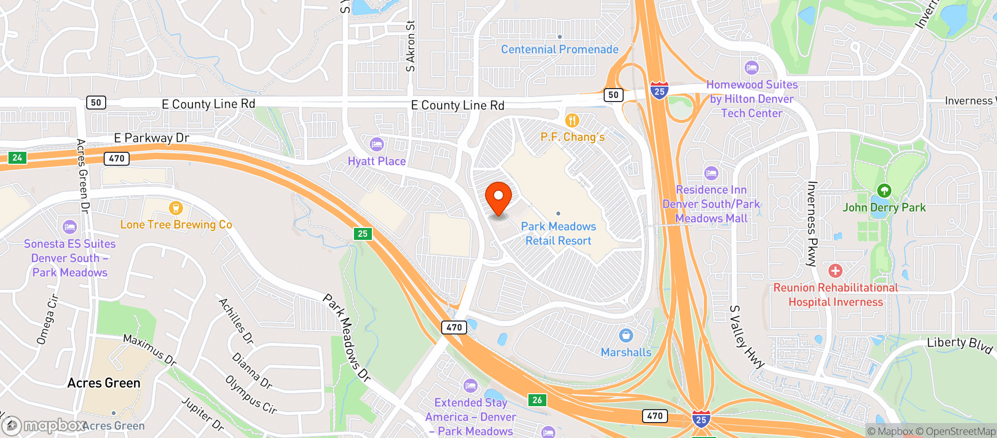 Map showing The White Chocolate Grill