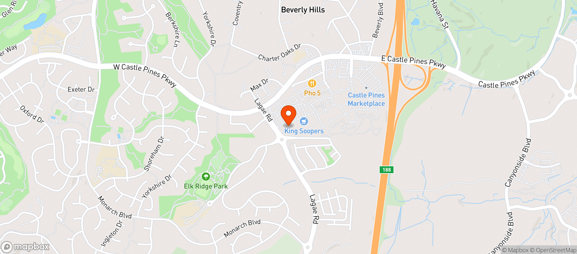 Map showing Castle Pines North Wine & Spirits