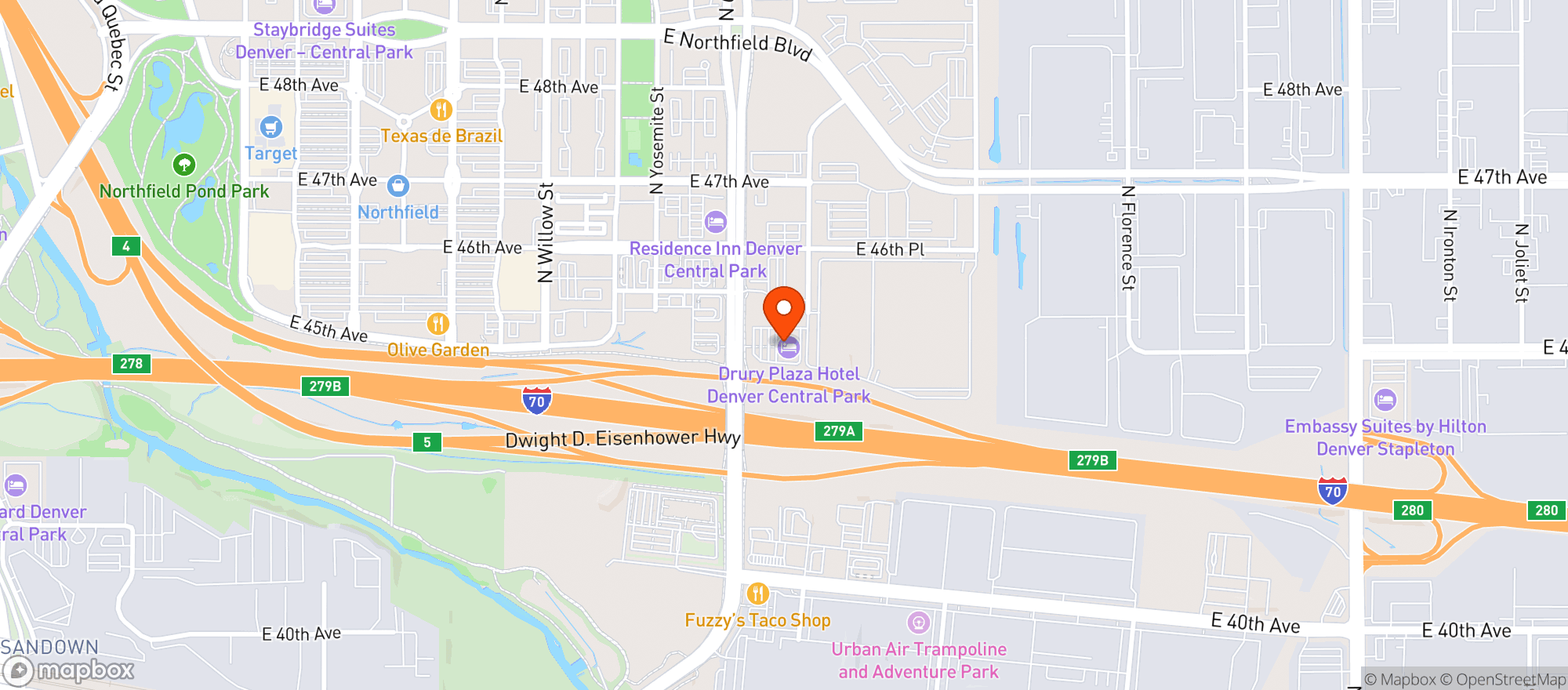 Map showing Drury Inn