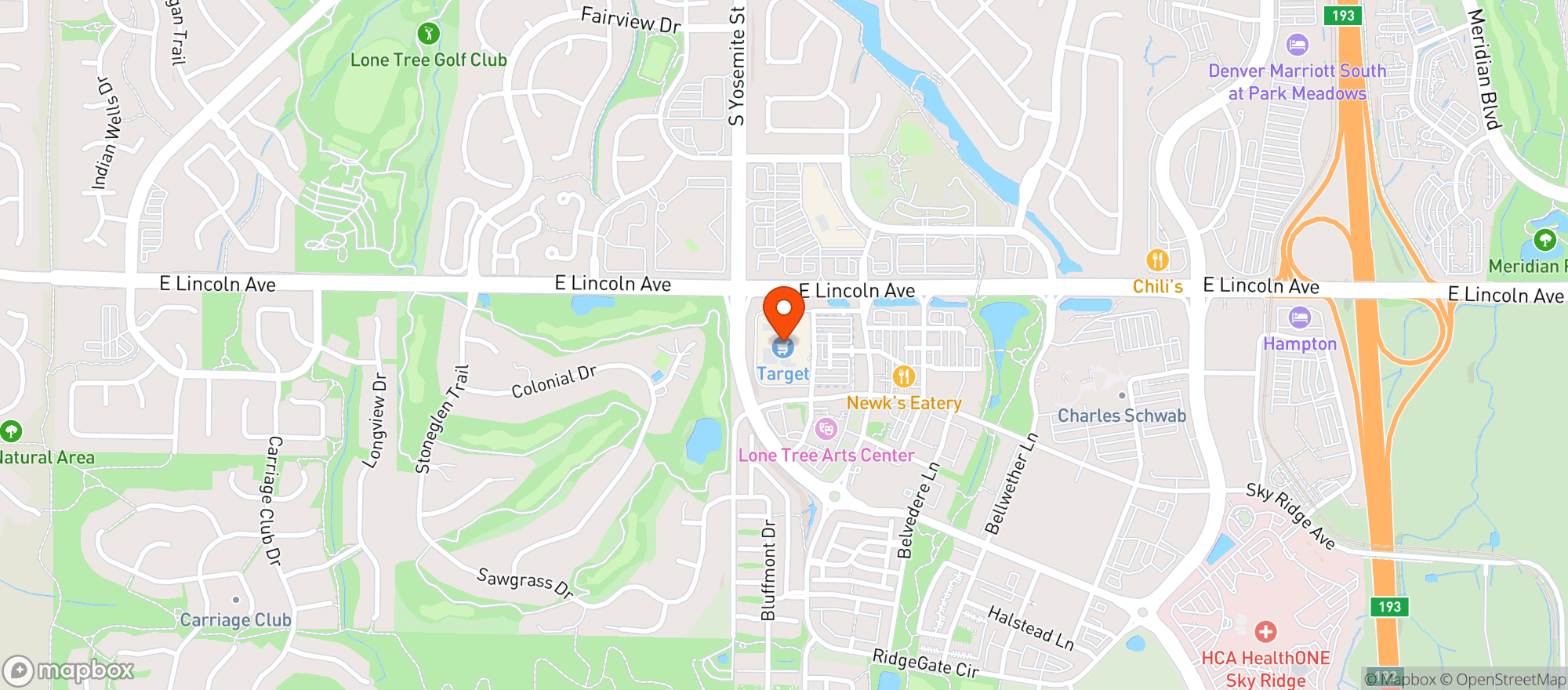 Map showing Target - Lone Tree