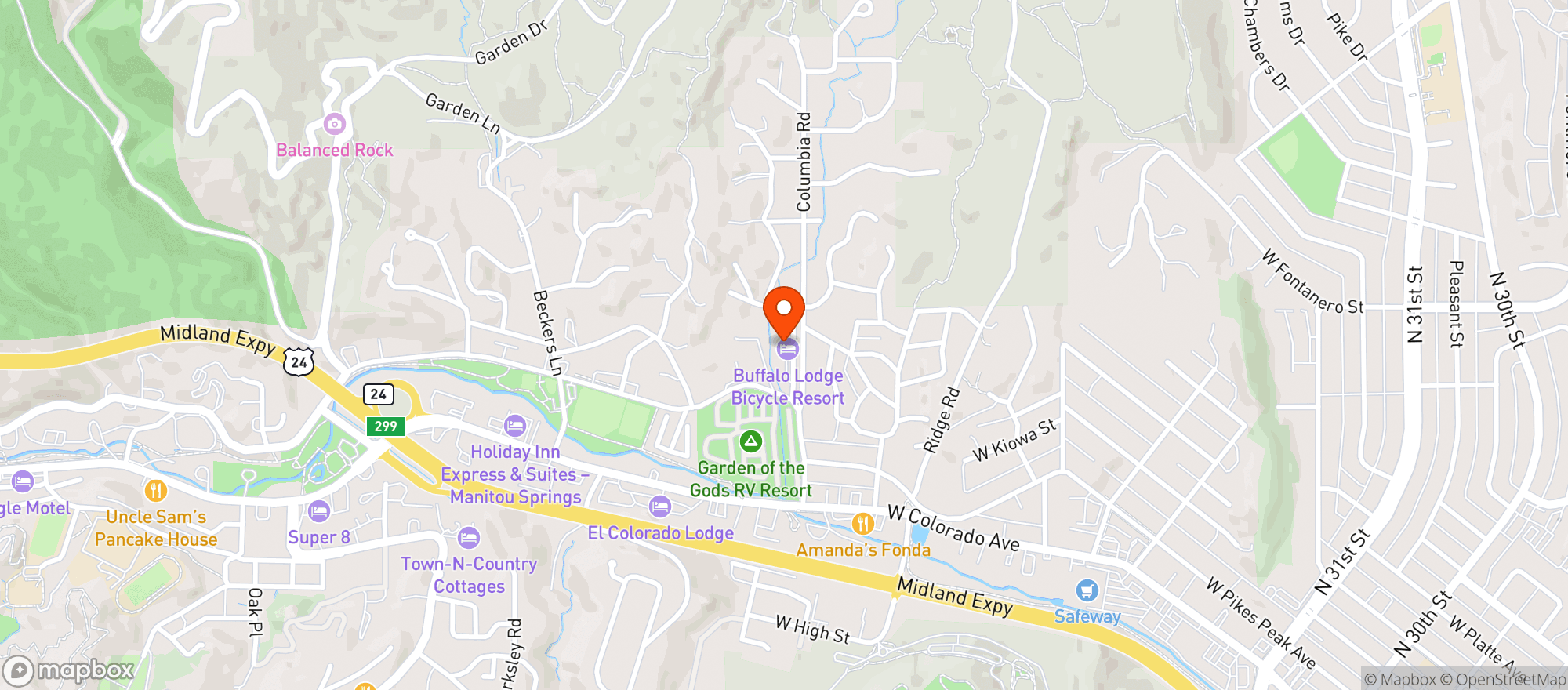 Map showing BUFFALO LODGE BICYCLE RESORT