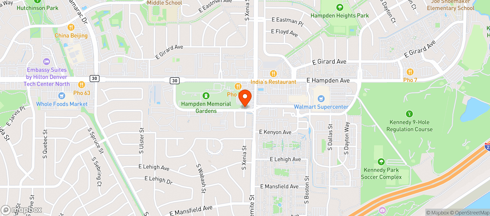 Map showing The Hound Sports Pub + Burger