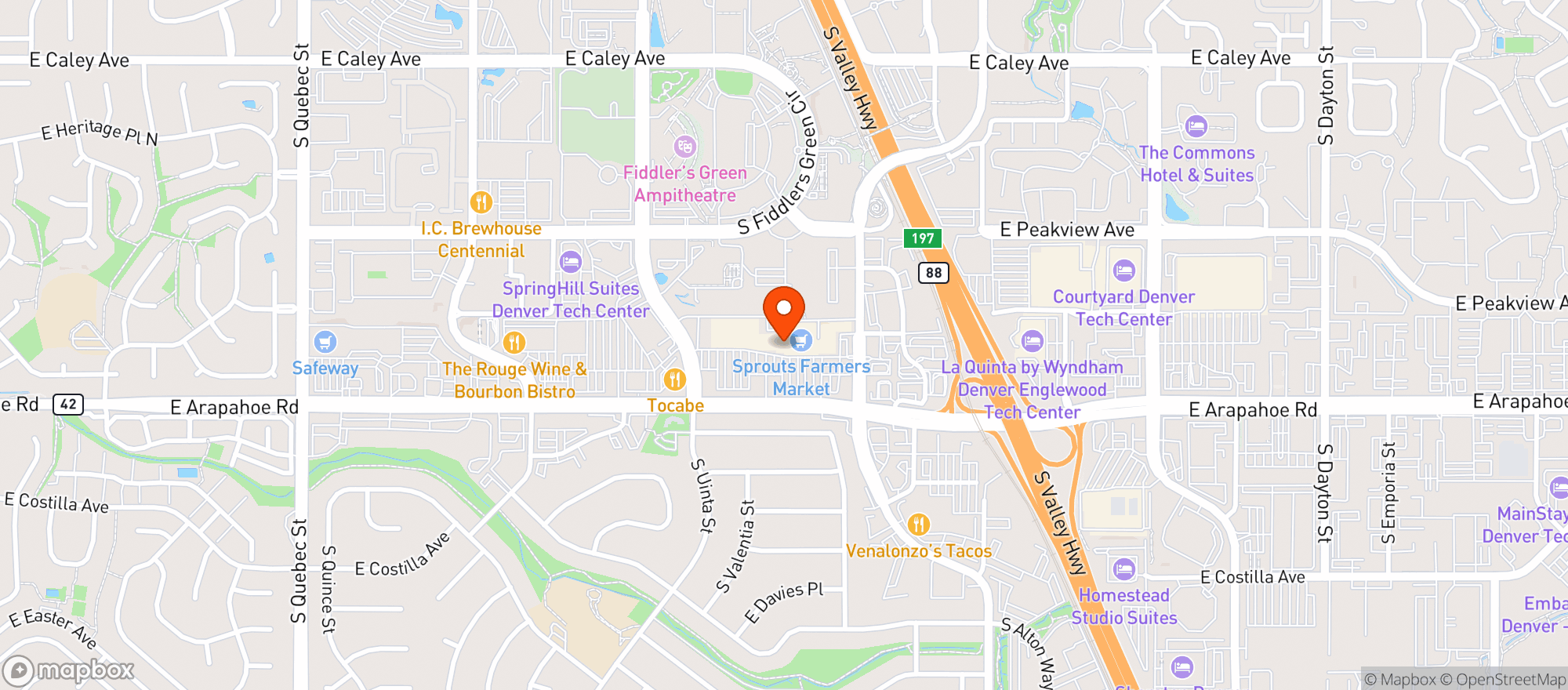 Map showing Molly's Spirits - Greenwood Village