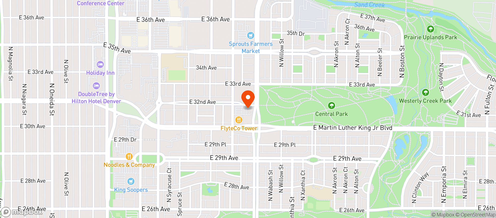 Map showing Natural Grocers (Denver - Central Park)