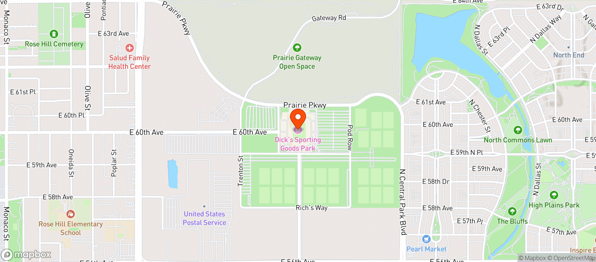 Map showing Dicks Sporting Goods Park