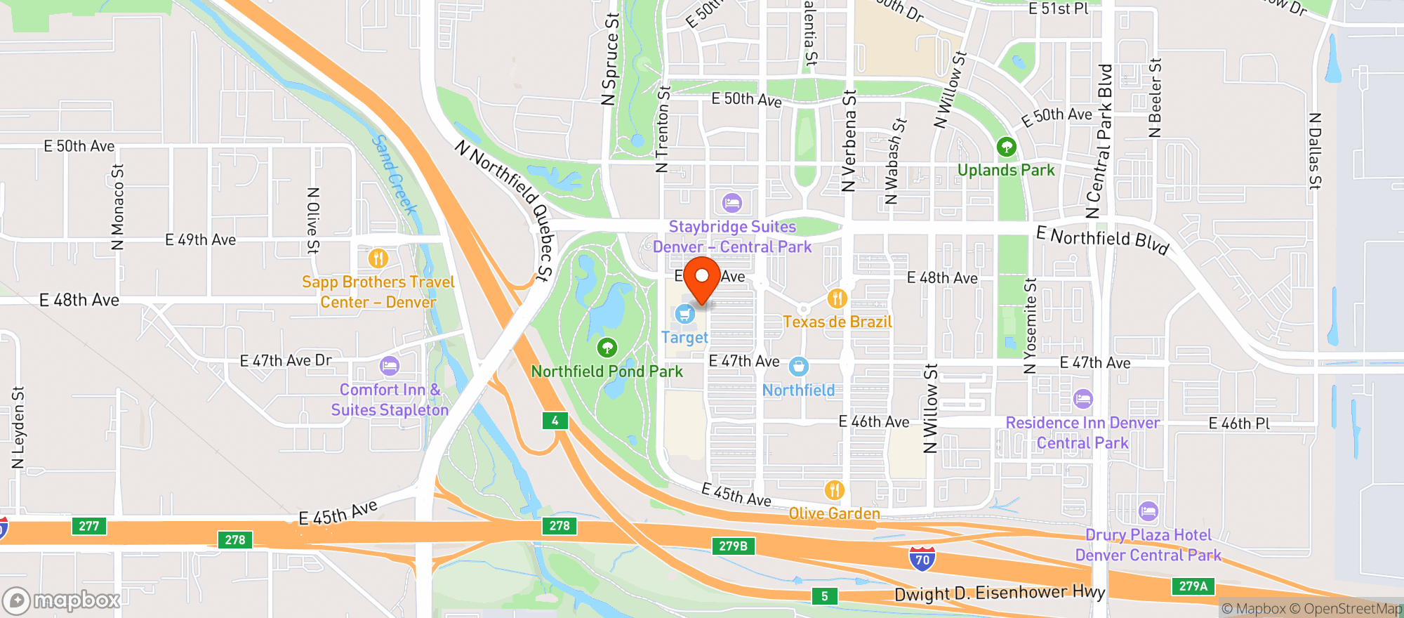 Map showing Target - Denver Northfield Blvd