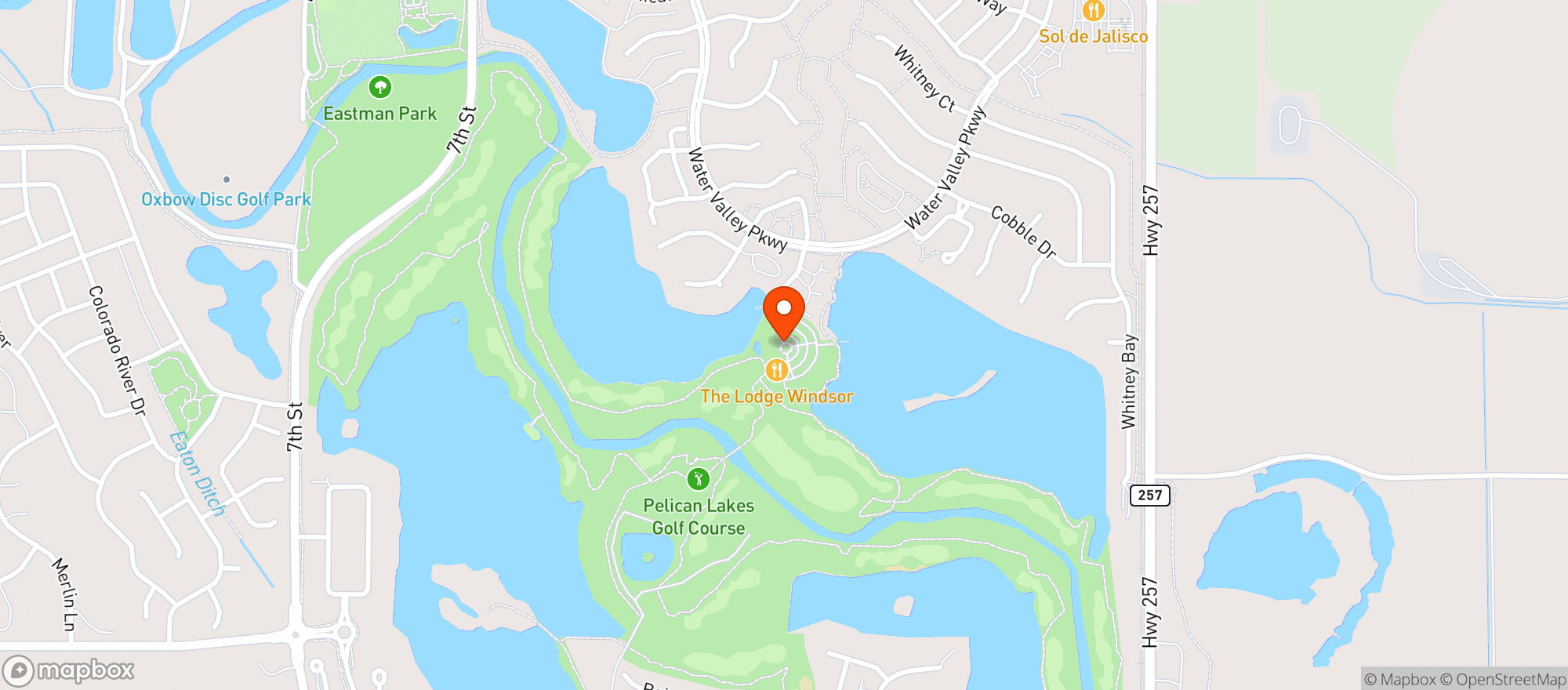 Map showing Pelican Lakes Golf