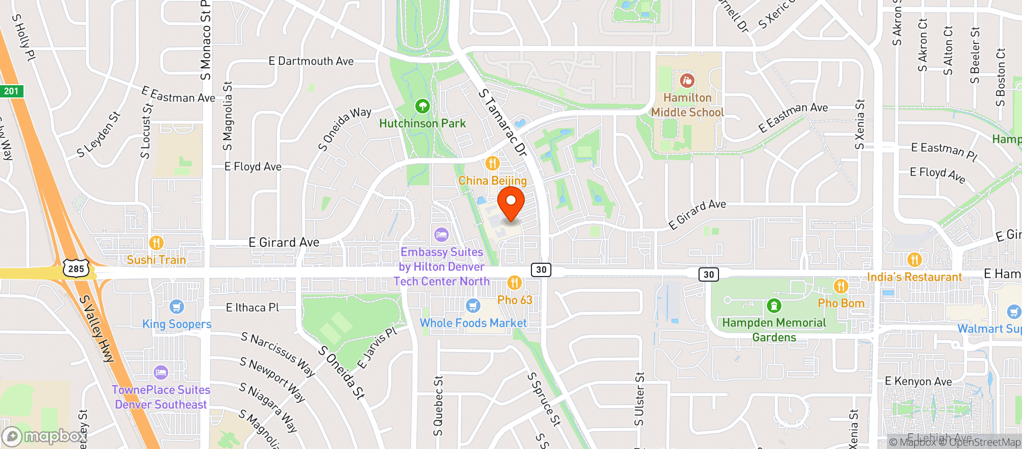 Map showing Target - Denver Se