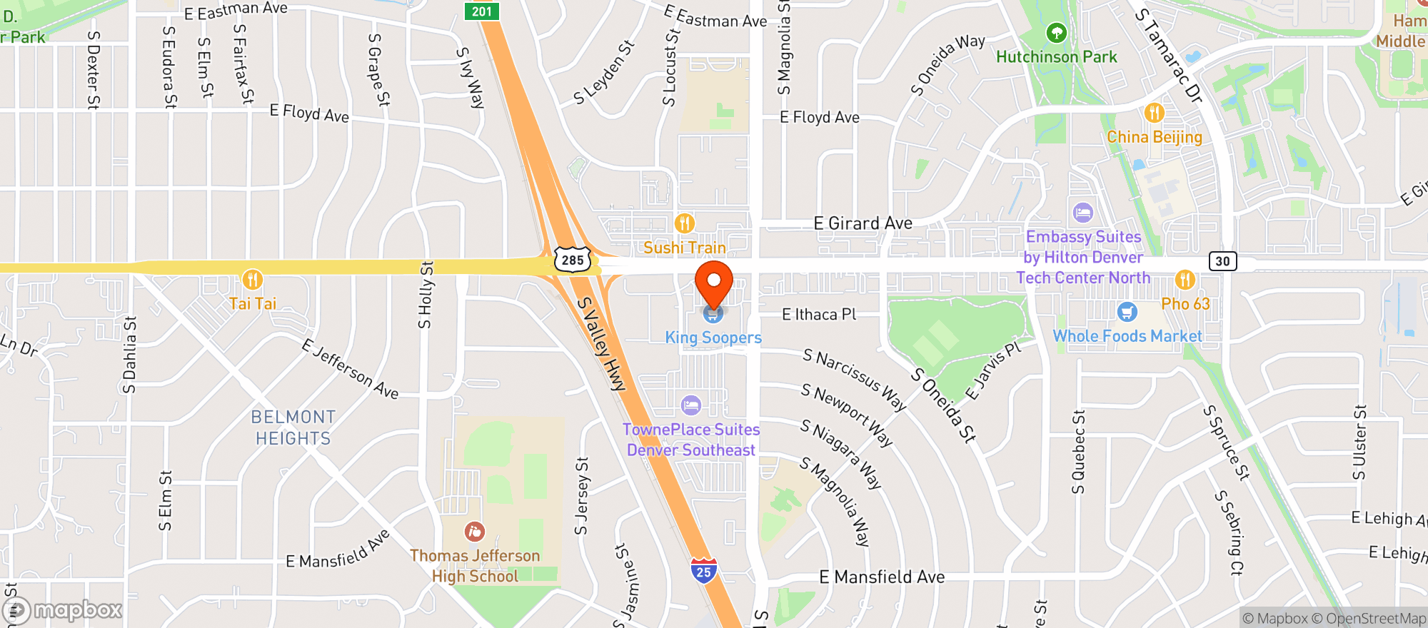 Map showing King Soopers