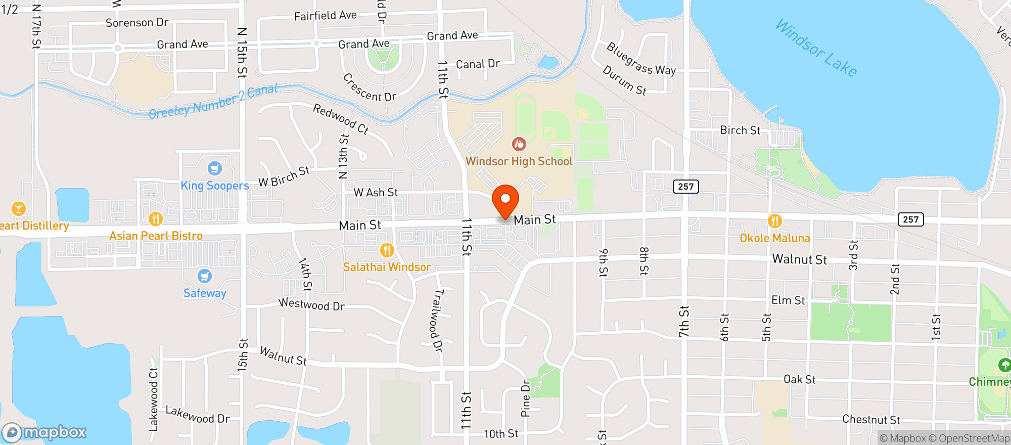 Map showing Sports Center Discount Liquor