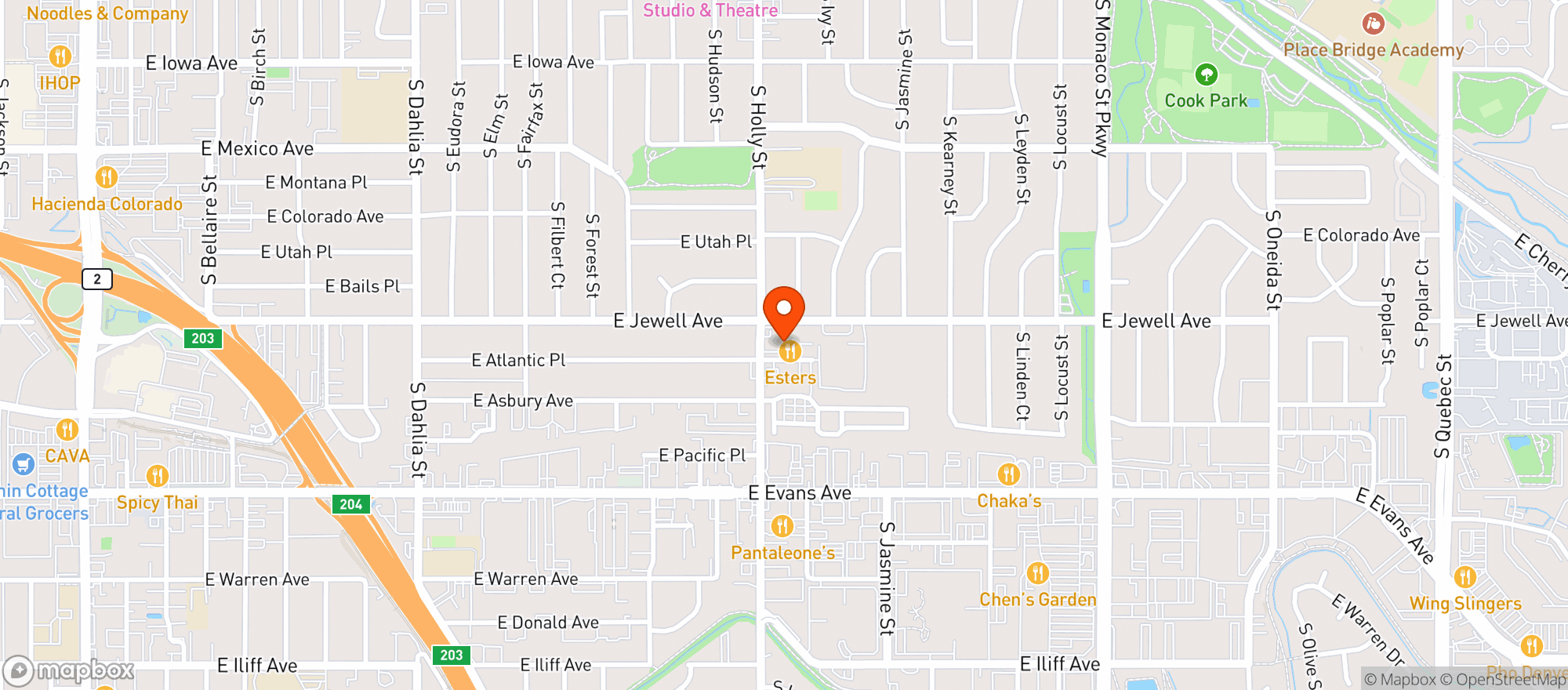 Map showing Esters Neighborhood Pub