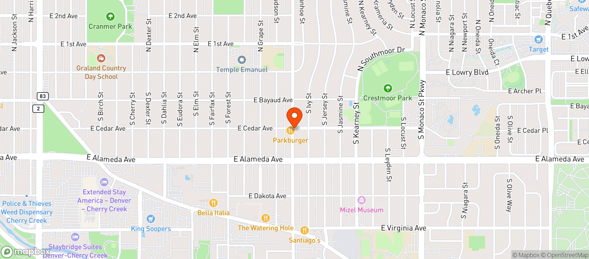Map showing Pete's W&S