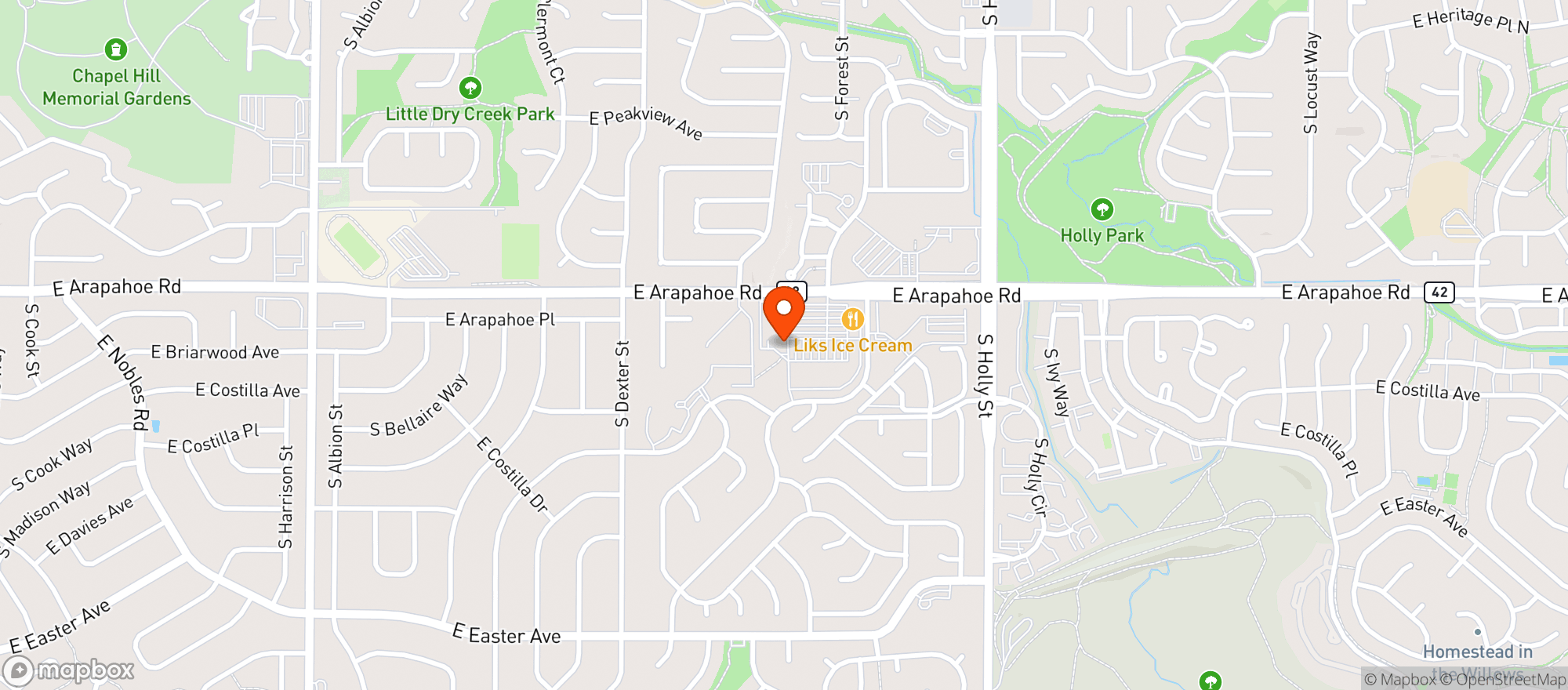 Map showing Arapahoe Village Liquors
