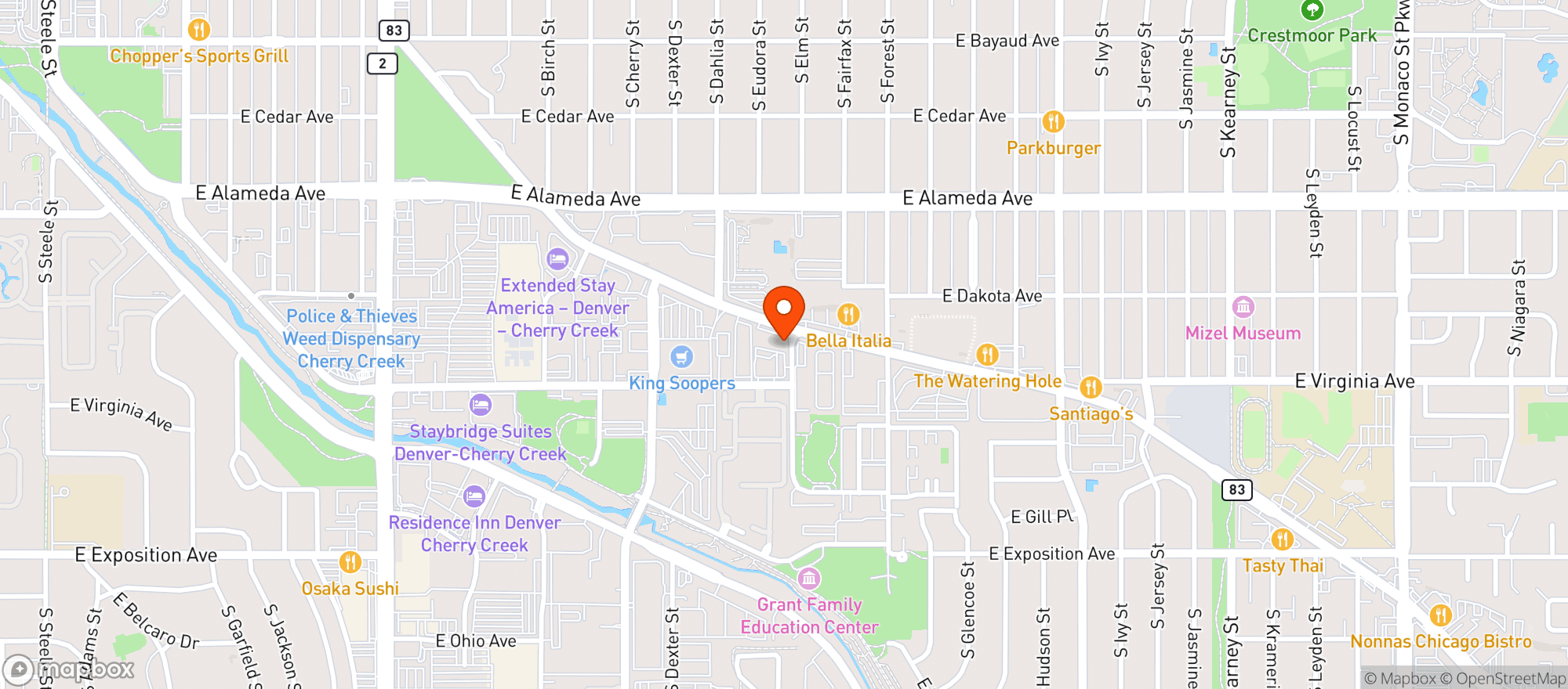 Map showing Leetsdale Liquors