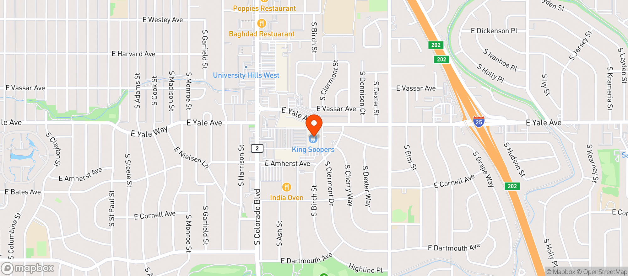 Map showing Kroger King Soopers