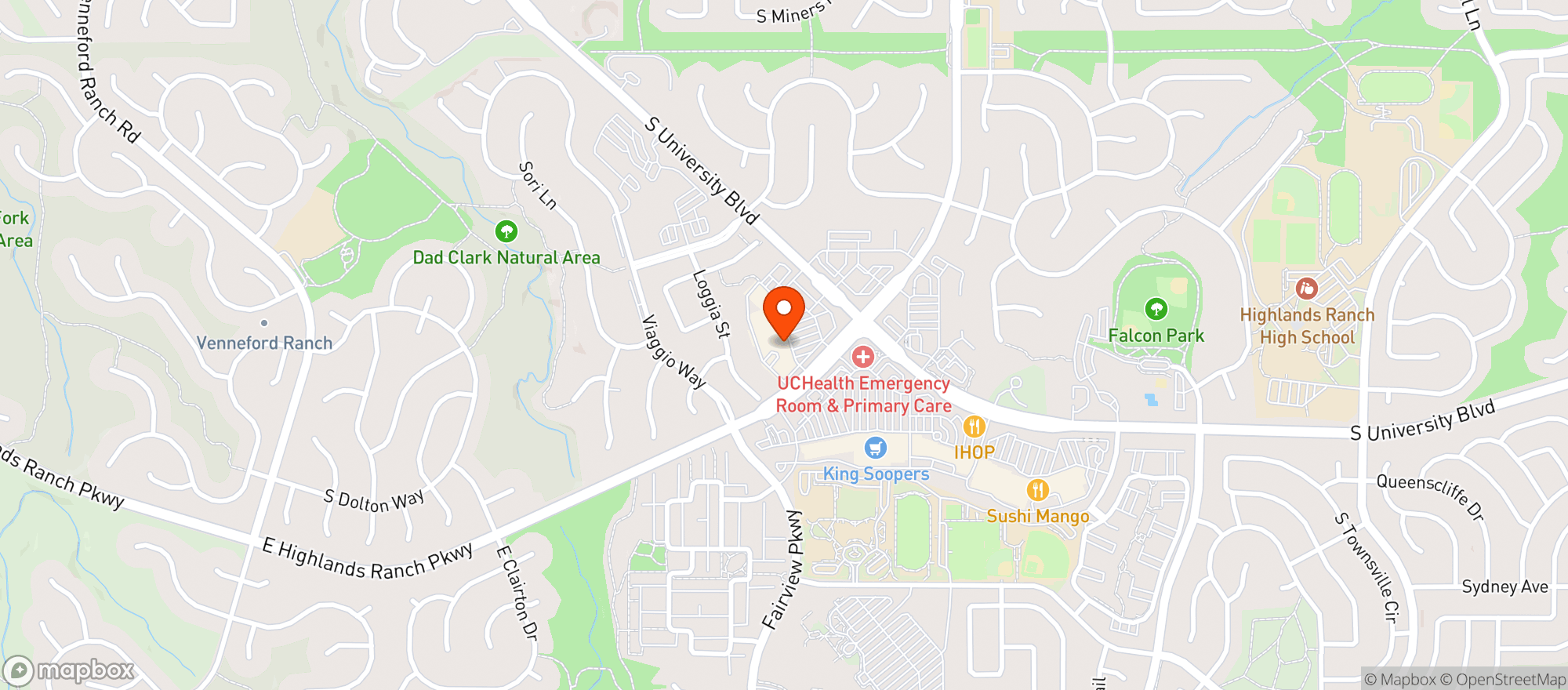 Map showing Highlands Ranch Wine & Spirits