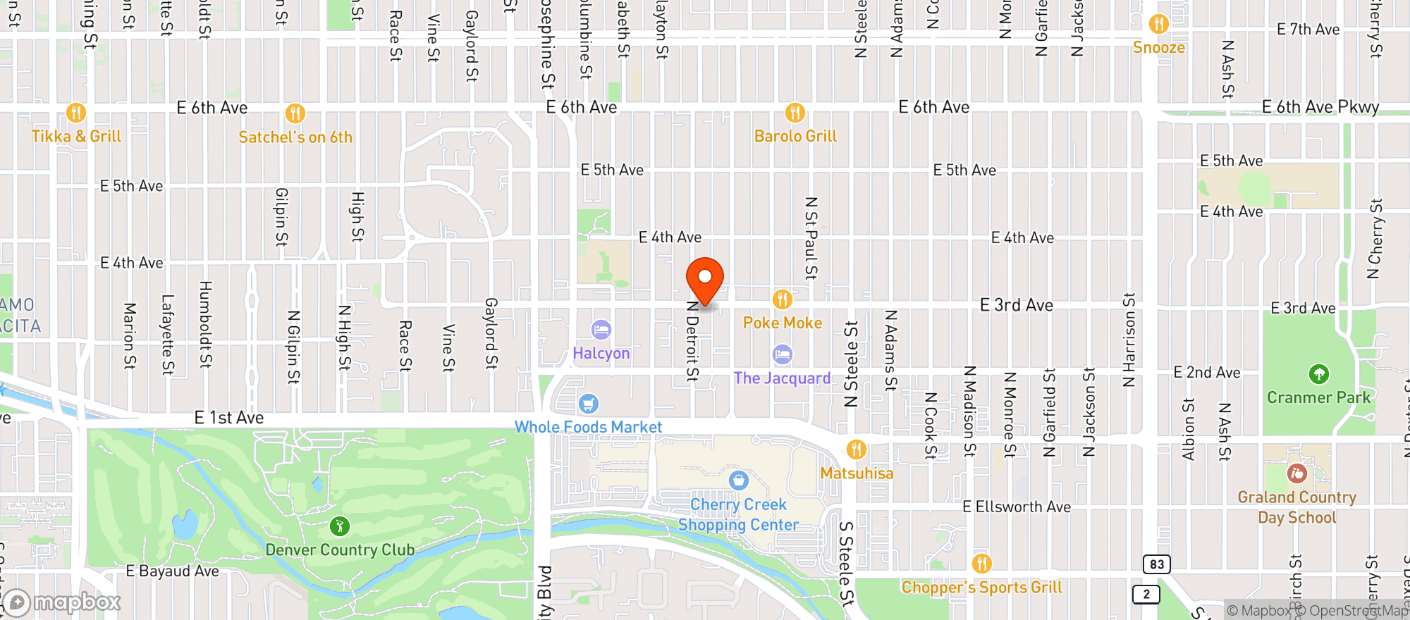 Map showing Town Pump Bodega