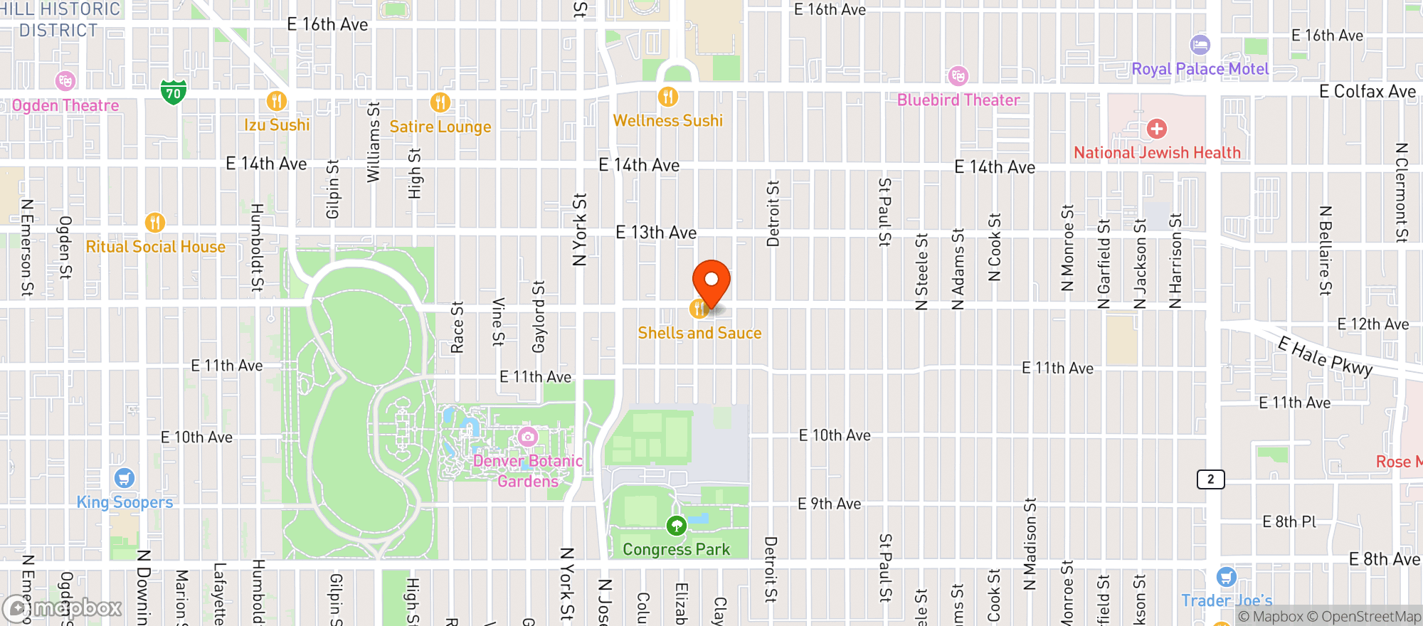 Map showing Congress Park Market