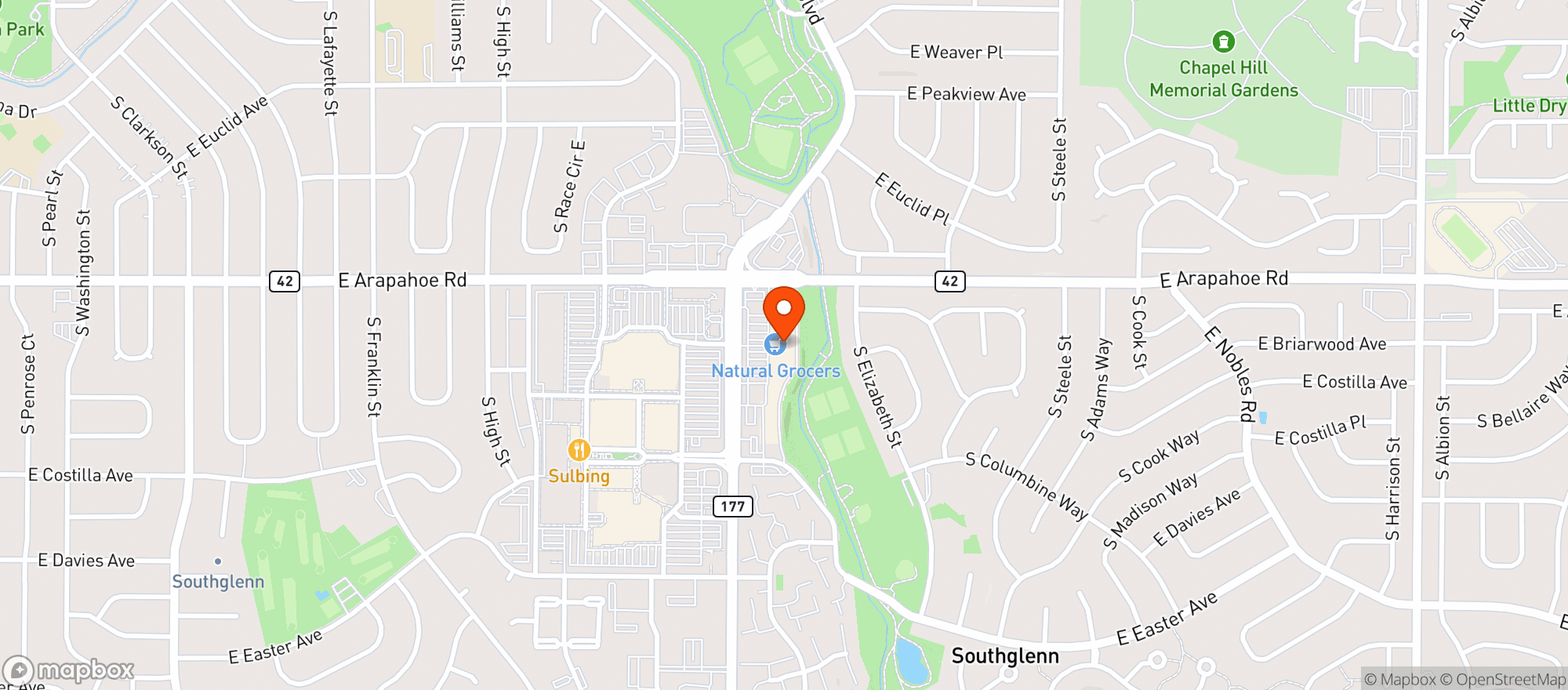 Map showing Natural Grocers by Vitamin Cottage - Natural Grocers by VC_Cherry Knolls (CK) (Temporarily Closed) - 00530042
