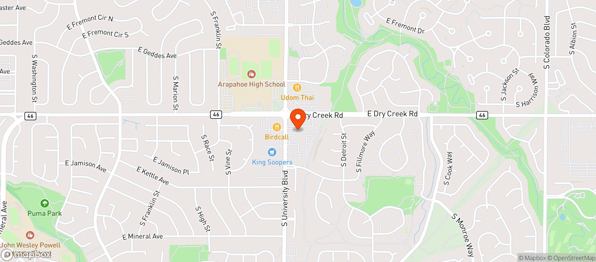 Map showing DRY CREEK LIQUORS