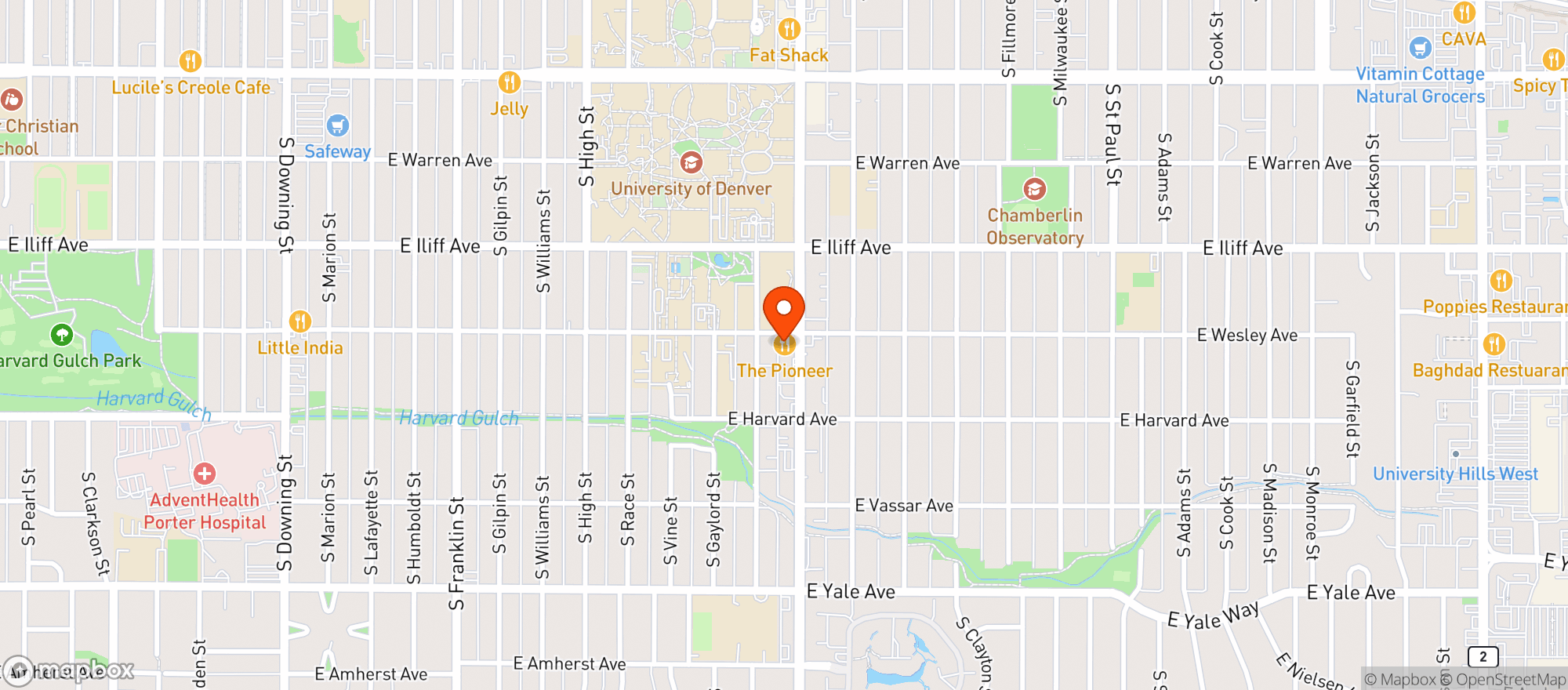 Map showing The Pioneer Bar