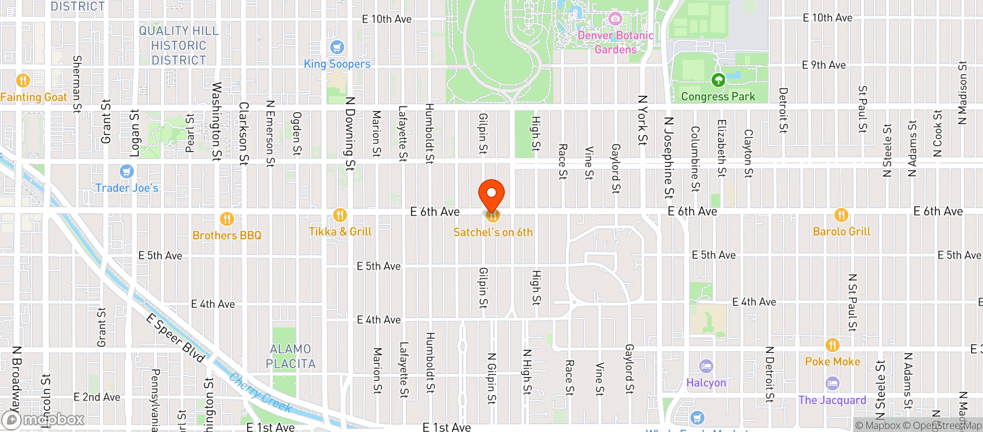 Map showing Satchels On 6th
