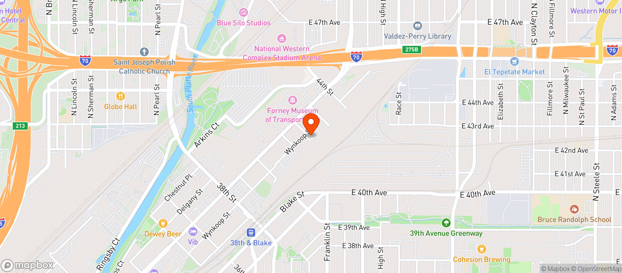 Map showing Left Hand RiNo