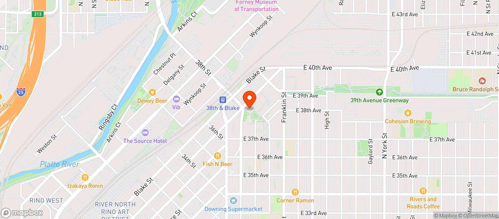Map showing Rino Beer Garden